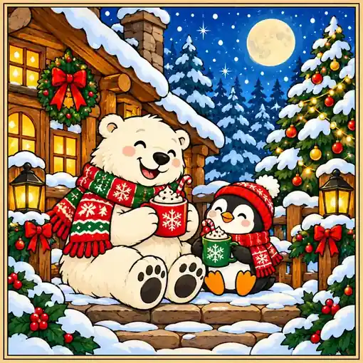 Polar Bear Cocoa finished coloring plaque sample