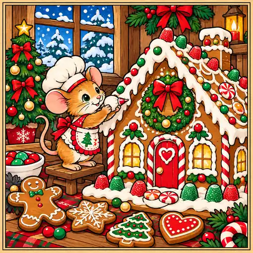 Gingerbread Mouse finished coloring plaque sample