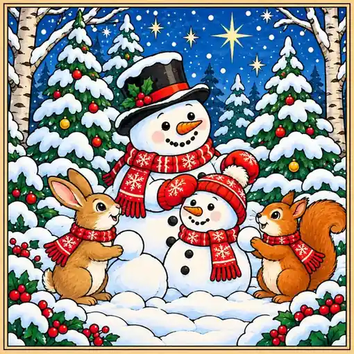 Snowman Friends finished coloring plaque sample