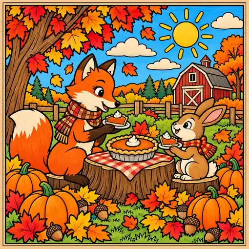 Woodland Pie Friends finished coloring plaque sample