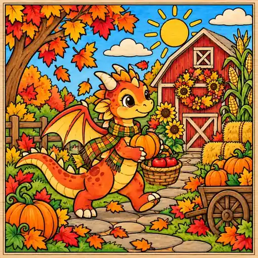 Harvest Dragon finished coloring plaque sample