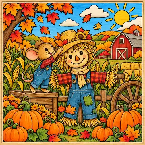 Scarecrow Mouse finished coloring plaque sample