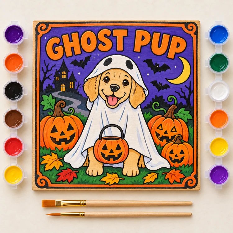 Ghost Pup finished coloring plaque sample