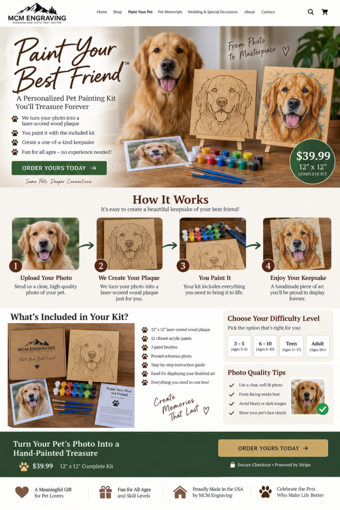 Paint Your Pet kit ordering and sample guide