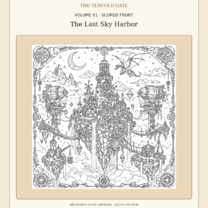 Volume 1 The Last Sky Harbor uncolored front score artwork, digital preview