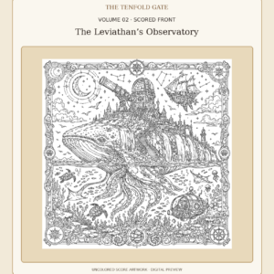 Volume 2 The Leviathan's Observatory uncolored front score artwork, digital preview