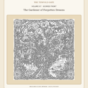 Volume 7 The Gardener of Forgotten Dreams uncolored front score artwork, digital preview