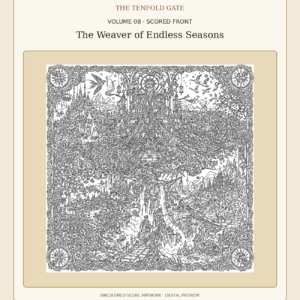 Volume 8 The Weaver of Endless Seasons uncolored front score artwork, digital preview