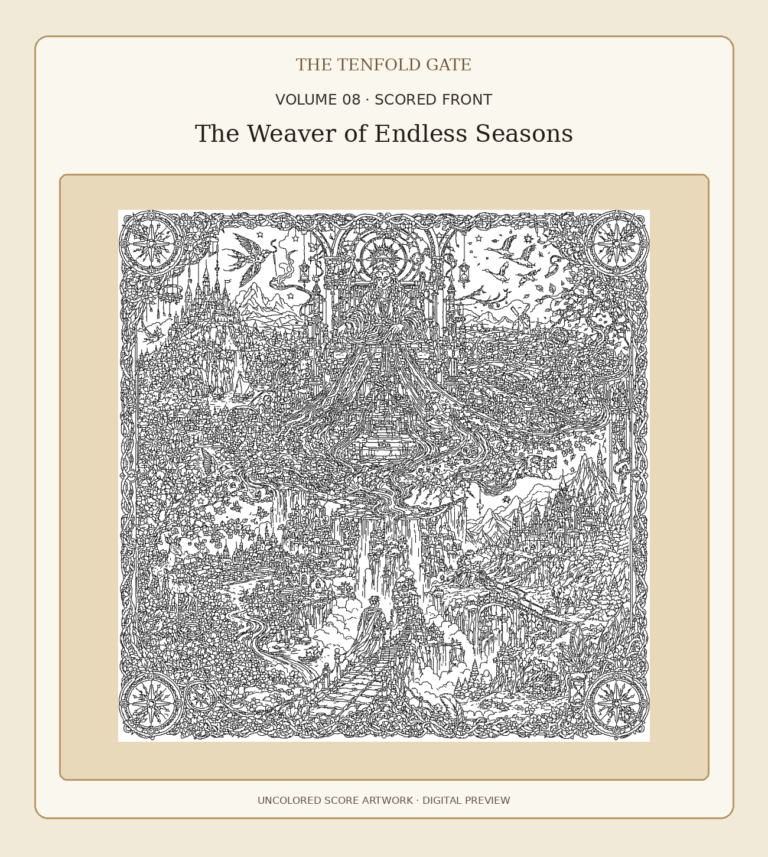 Volume 8 The Weaver of Endless Seasons uncolored scored front