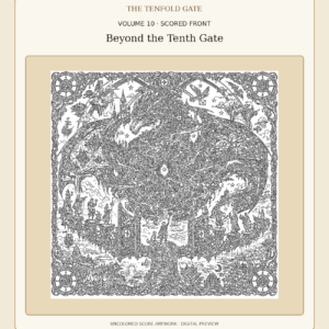 Volume 10 Beyond the Tenth Gate uncolored front score artwork, digital preview