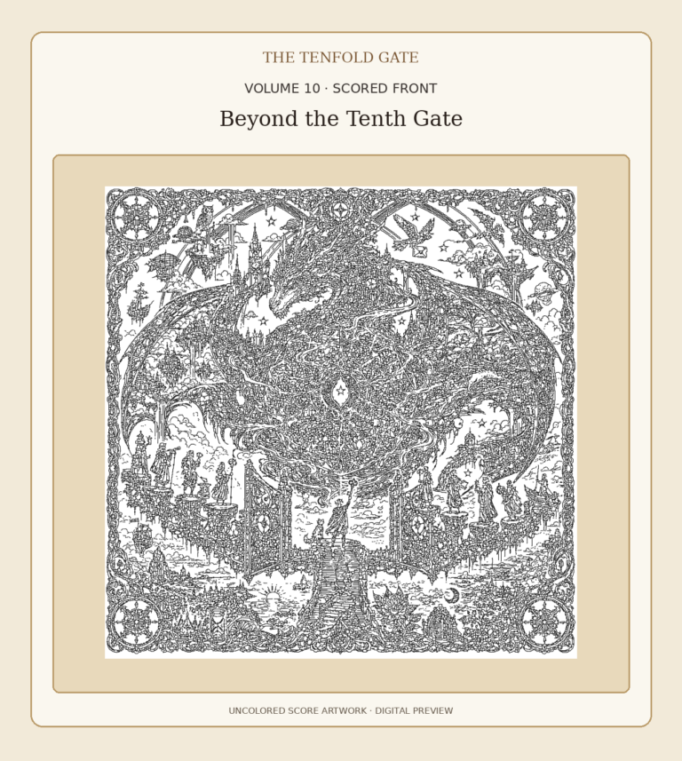 Volume 10 Beyond the Tenth Gate: The Heart of All Worlds uncolored scored front